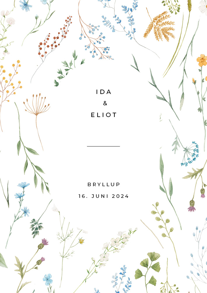 Romantisk - Ida & Eliot Bryllupsinvitation